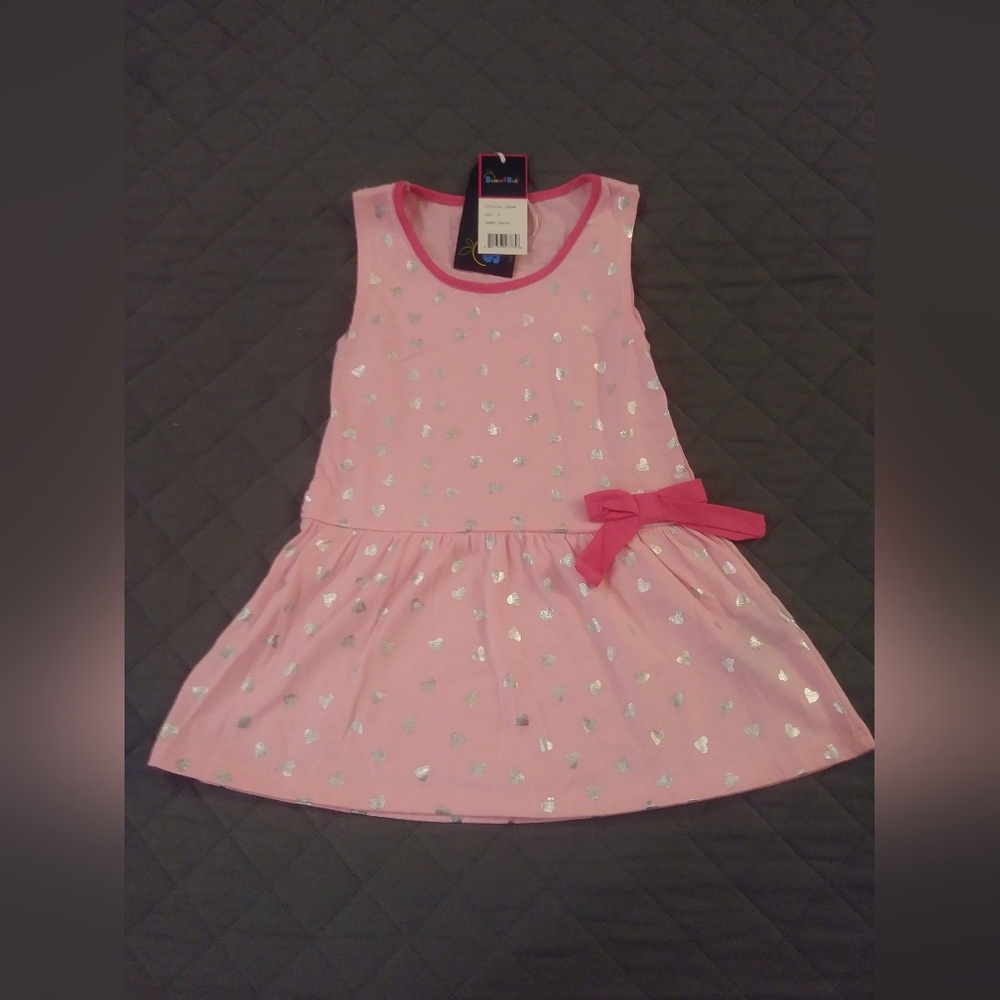 Pink Dress with Silver Hearts and Bow